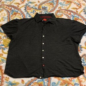 Isaia Men's charcoal  Short Sleeve Shirt